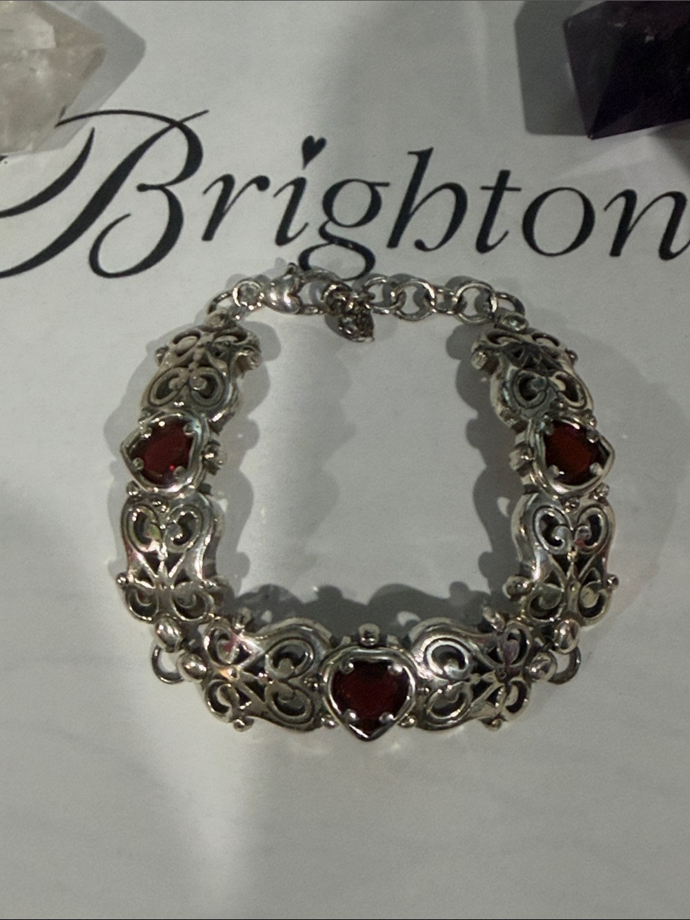 🌹 RARE SLVR RED SWAROVSKI CRYSTAL BRIGHTON VINTAGE Bracelet🌹 #Whimsygoth